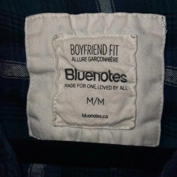 Bluenotes boyfriend fit long sleeve plaid long sleeve  shirt Sz M - Picture 3 of 10